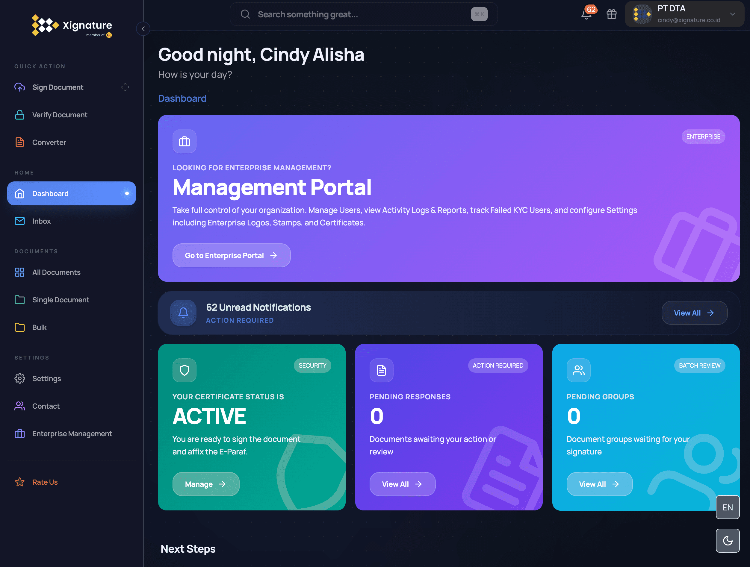 Xignature Application Mockup