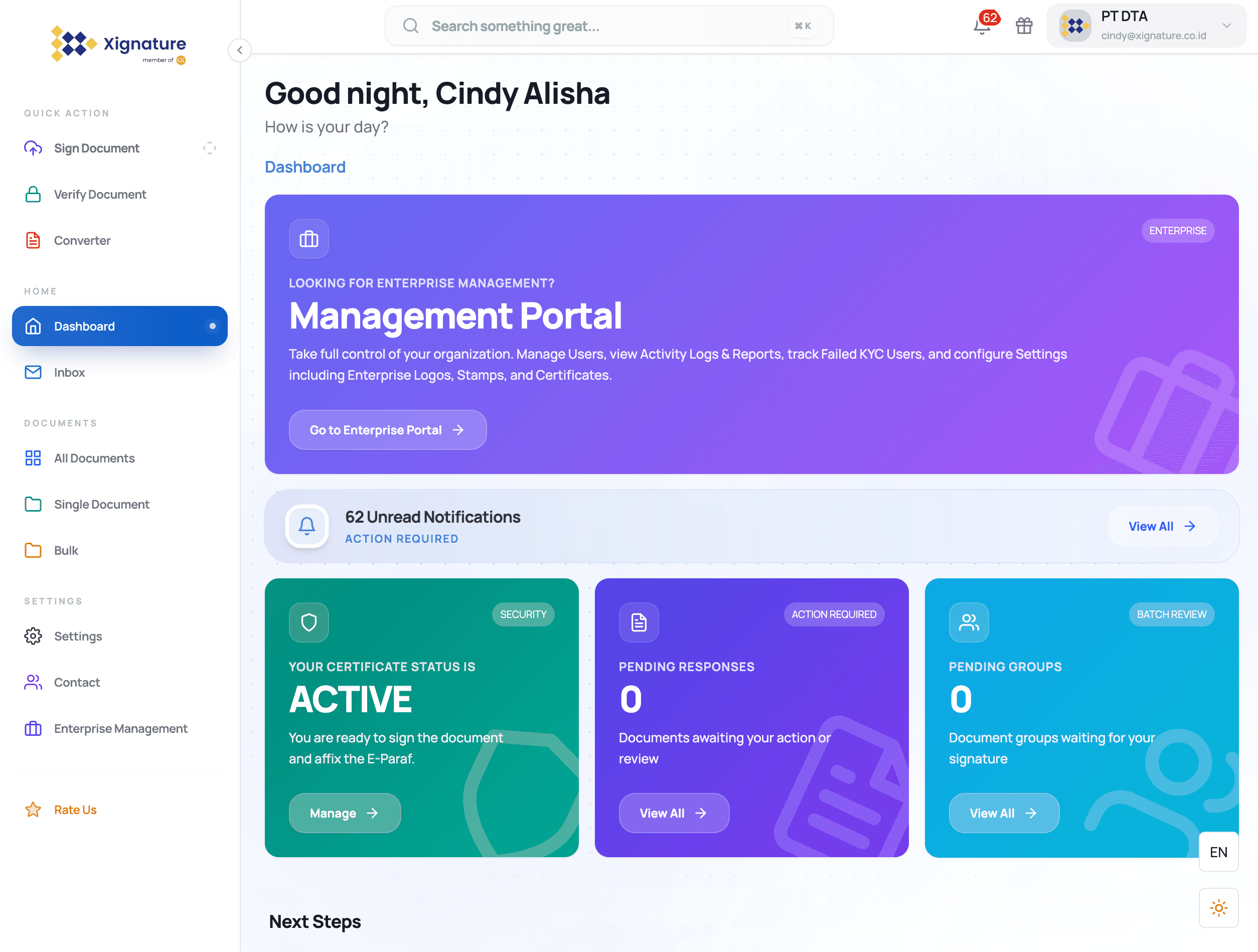 Xignature Application Mockup